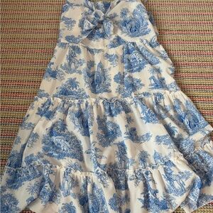 Cider Blue and White Toile Print Mini Dress